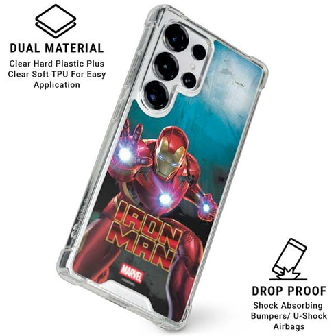 Marvel Iron Man Repulsor Blast Galaxy S25 Ultra Clear Case